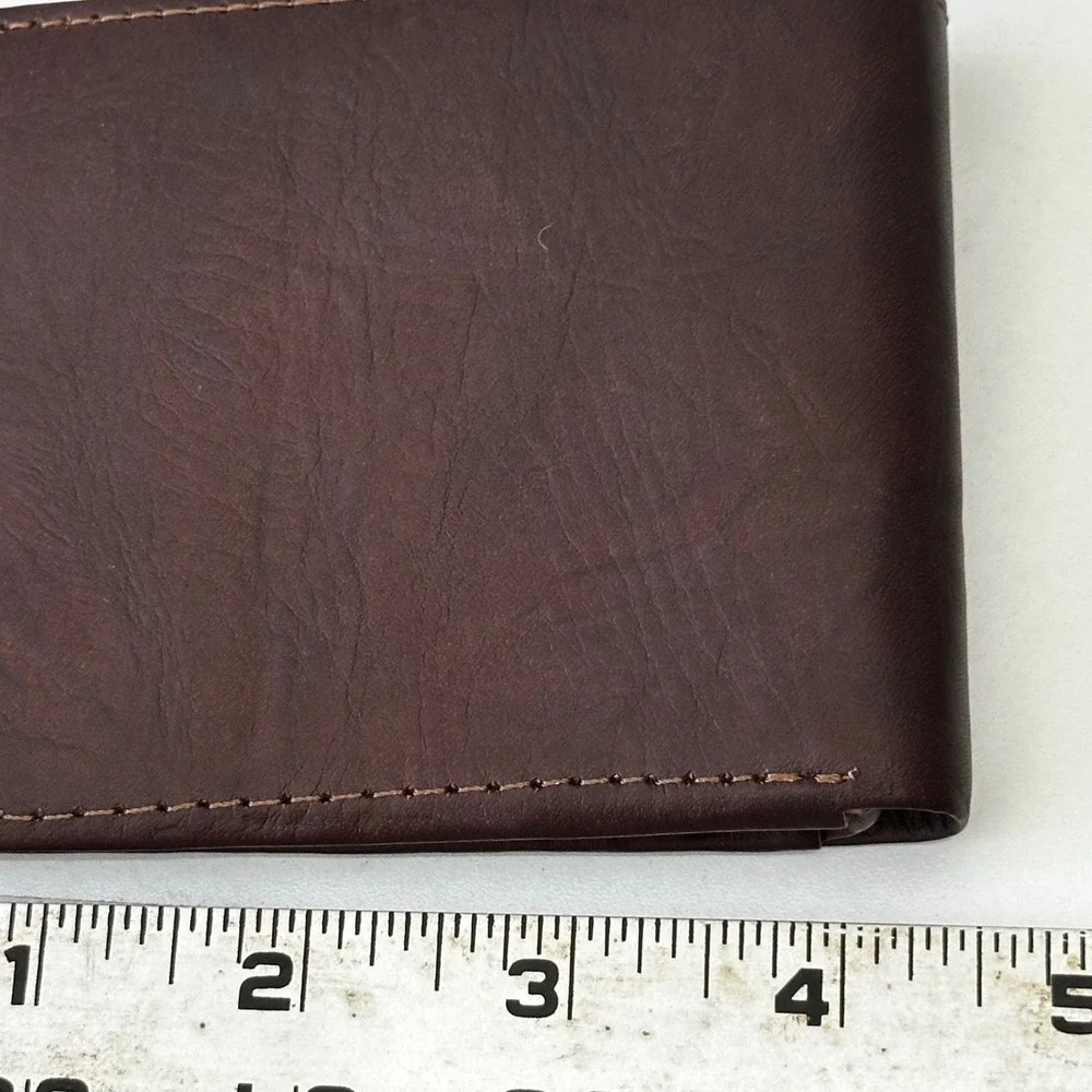 Handmade Leather Bifold Wallet Mens Rustic Chocolate Brown Artisan Nicaragua